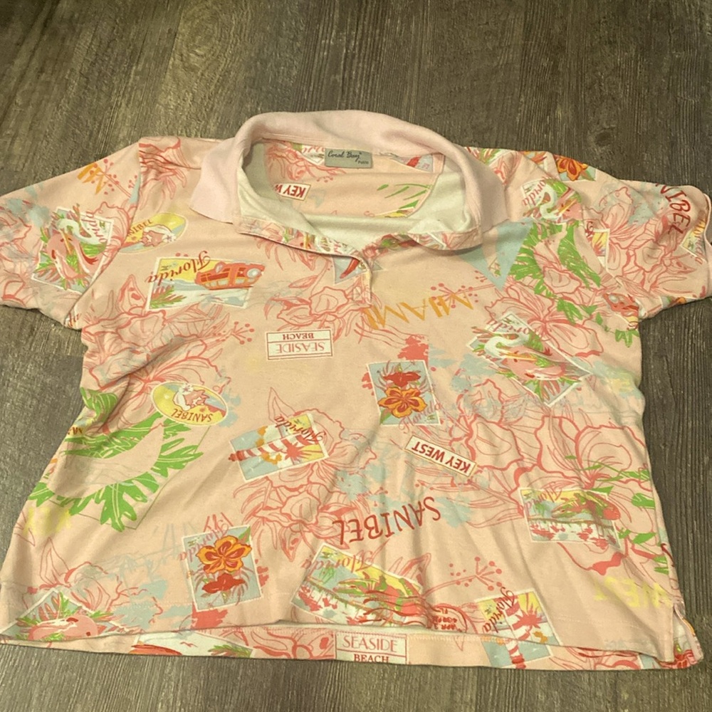 Pink Florida collared shirt